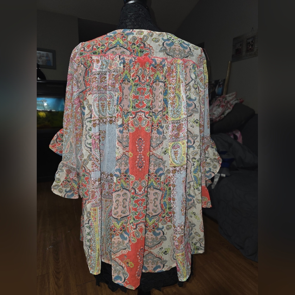 GGO Women's Colorful Paisley Blouse - Picture 2 of 4